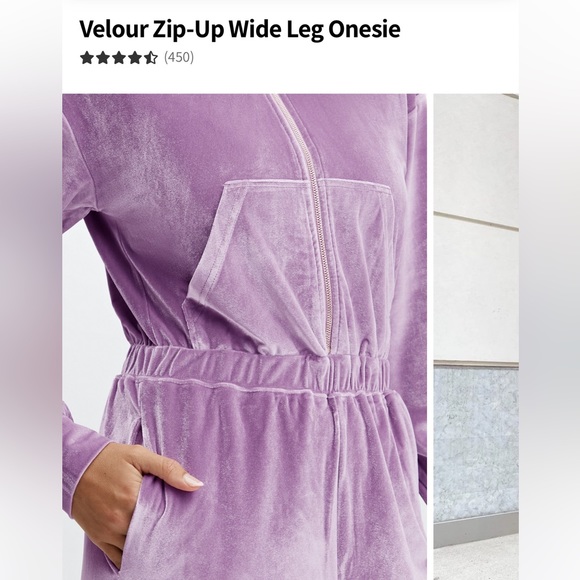 NWT! Fabletics Velour Zip-Up Wide Leg Onesie - Picture 7 of 9